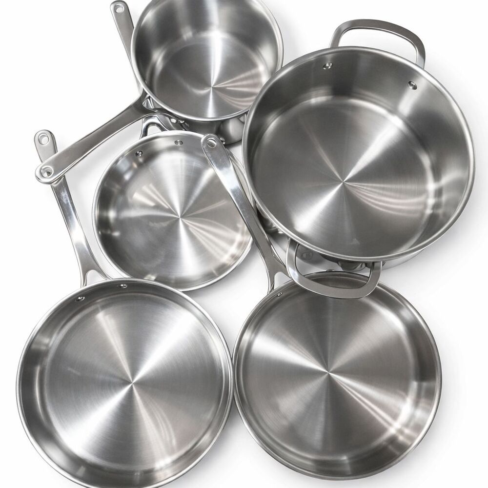 The Cellar Stainless Steel Cookware Set 5-Piece 3-Ply Base Pots & Pans